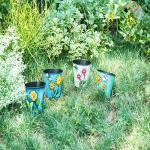 Metal Flower Pots Garden Ornaments Round Shape Planters For Home