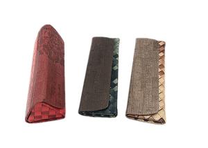 Leather Collapsible Soft Eyewear Case With Embossed Flower Process