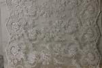 58cm Bridal Lace Fabrics , PET White Sequin Lace Fabric Scalloped Edge