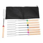 Outdoor BBQ Stainless Steel Skewers Marshmallow Roasting Sticks With Wooden
