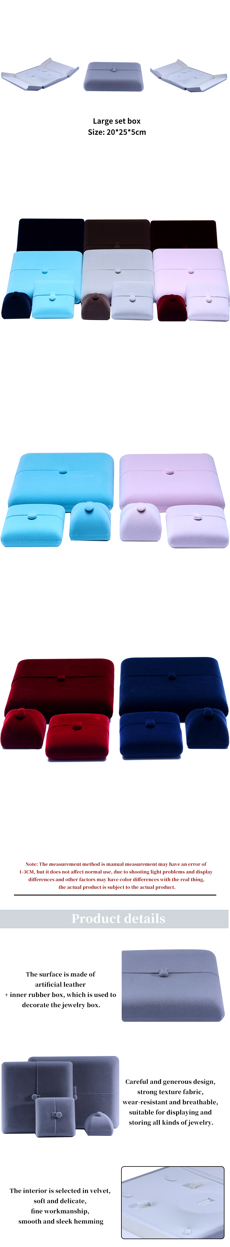 10*10*3cm Hanhong Custom Logo Luxury Jewelry Packaging Box Velvet Necklace Ring Bracelet Earrings
