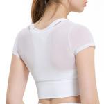 Mesh Short Sleeve 2 Piece Womens Sports Bra Running Leisure Yoga Bra