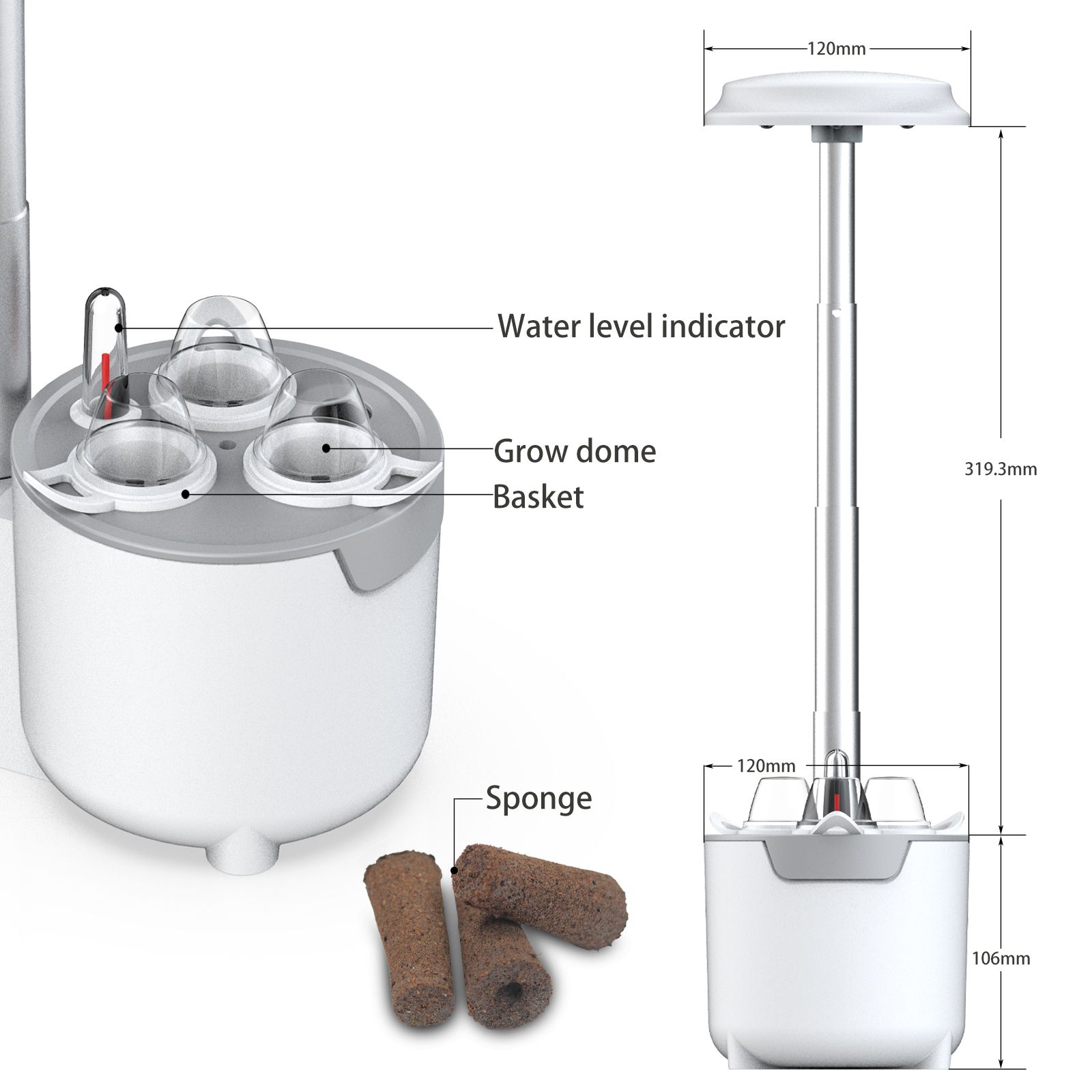 AC90V LED Hydroponic Growing System 0.75L Water Tank For Garden