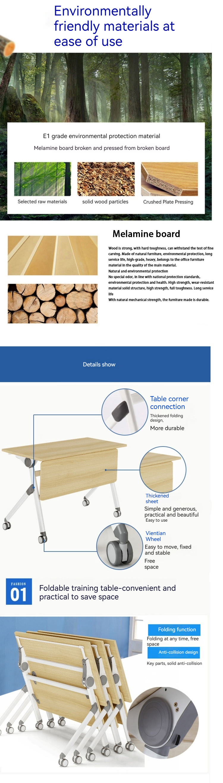 Commercial Office Furniture Wooden Desktop Multi Person Conference Table with Metal Legs