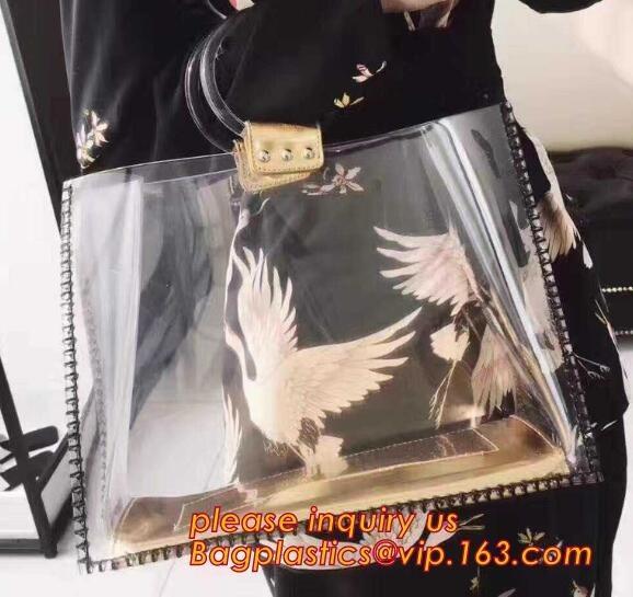 pvc cosmetic plastic handle bag pvc tote bags custom logo pvc bag, shopping bags