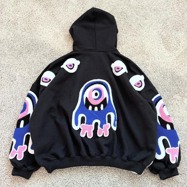 Custom Chenille Patch Thick Hoodie Heavyweight Pullover Sweatshirts Oversized