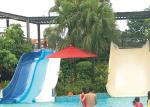 Blue Yellow Water Park Slide Combined , Fiberglass Large Spiral Slide Equipment