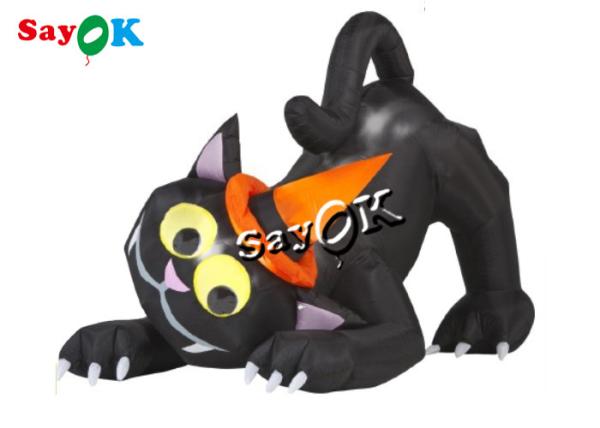 6 FT Garden Lawn Inflatable Holiday Decorations Animated Black Blow Up Cat With