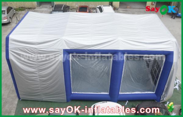 0.5mm PVC Custom Inflatable Products White Blue Inflatable Spray Booth House