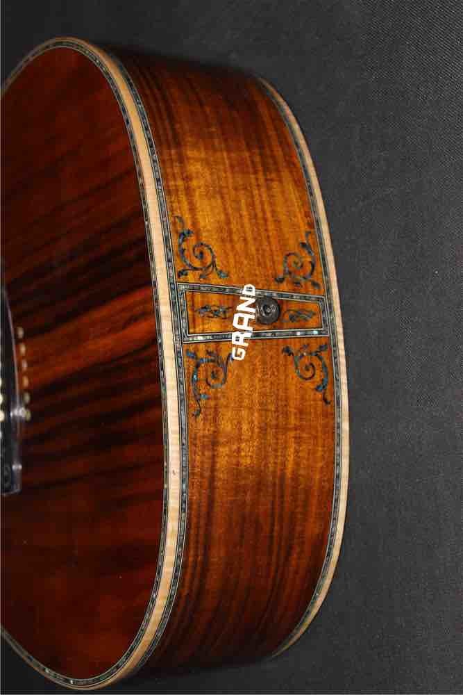 AAAA all solid koa wood guitar dreadnought body solid koa acoustic electric guitar abalone binding ebony fingerboard EMS