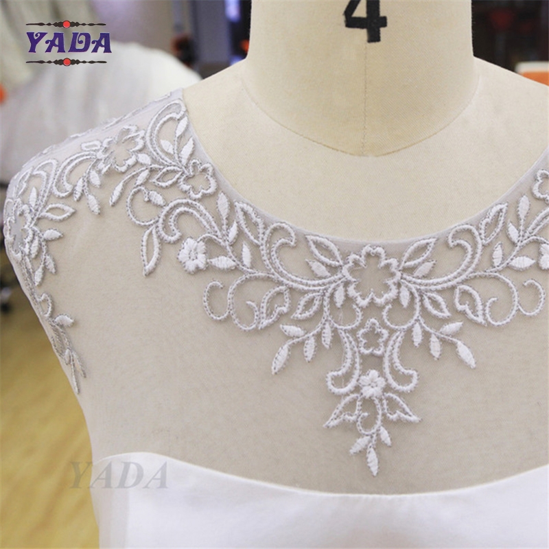 Elegant screen cloth embroidery satin floor-length a-line sweetheart pattern wedding gown bridal dress