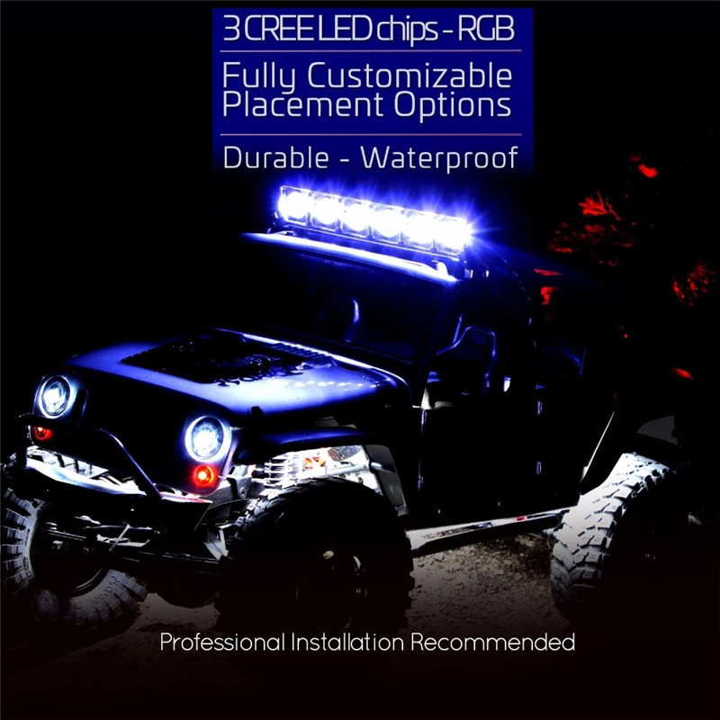 LED RGB Rock Light For Trucks Multi Color Bluetooth Control Under Car LED Underbody Lights Underglow Lights Accessories