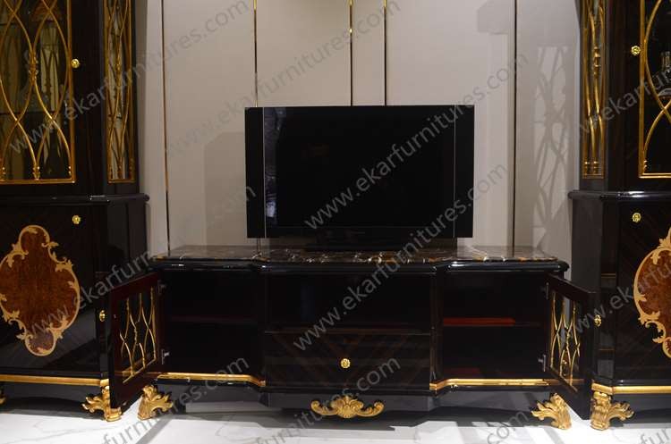 Luxury Royal Antique Gold Square Wooden Shenzhen hand carved Coffee Tables AT-301