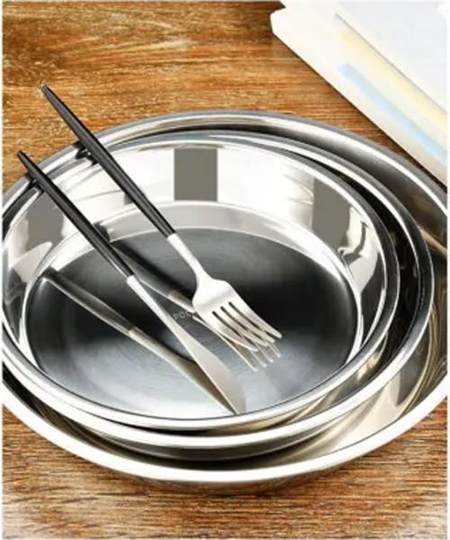 Durable Stainless Steel Mixing Bowls Metal Salad Bowl Plate For Cooking Baking
