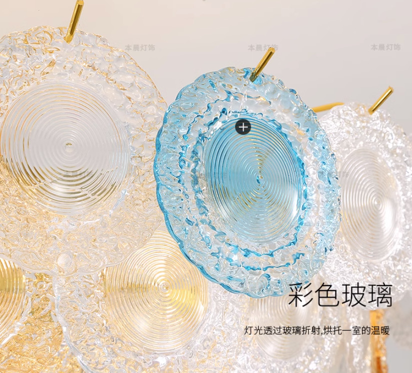 Soft Brightness Colorful Glass Disc Pendant Lights E14 AC 110 - 250V
