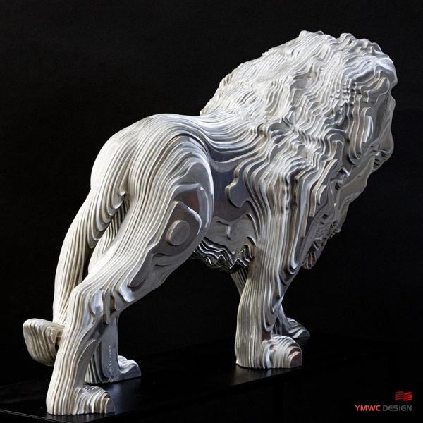 Custom Metal Animal Statues Art Decoration with Large Stainless Steel Lion Sculptures