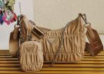 Apricot Wrinkle Sheepskin Underarm Shoulder Bag Dumpling Shape