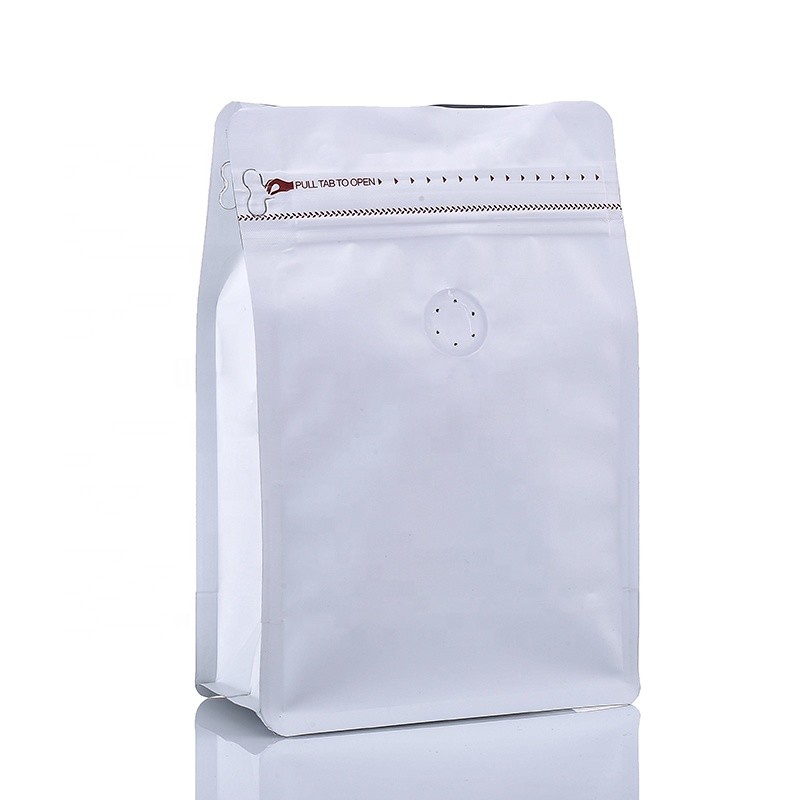 Matt Printed Aluminum Foil 250g 1kg 12oz Flat Bottom Coffee Bag With Valve