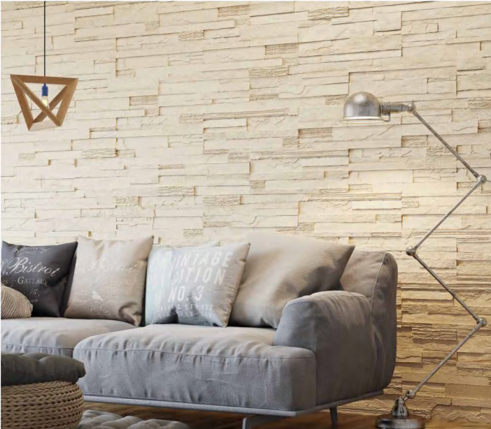 Striped Rock Texture PU Stone Wall Cladding Panels Polyurethane Faux Veneer Waterproof