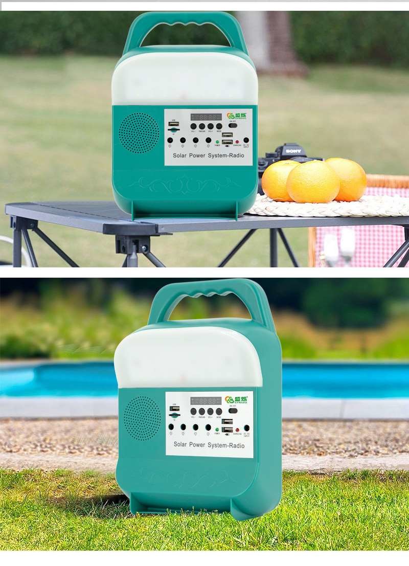 Rechargeable Portable Solar Power Generator Kit USB Charger With Torch Light