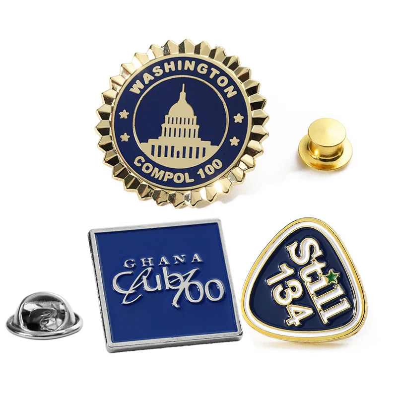 Metal Badge Custom Pins Two Tone Plating Gold Nickel Embossed 3D Badge Brooch