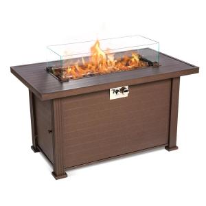 Wholesale 50,000BTU Auto Ignition Propane Fire Pit Black Tempered Glass Top Clear Glass Rock from china suppliers