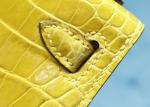 Womens Handhold Yellow 22cm Crocodile Skin Bag With Square Shape