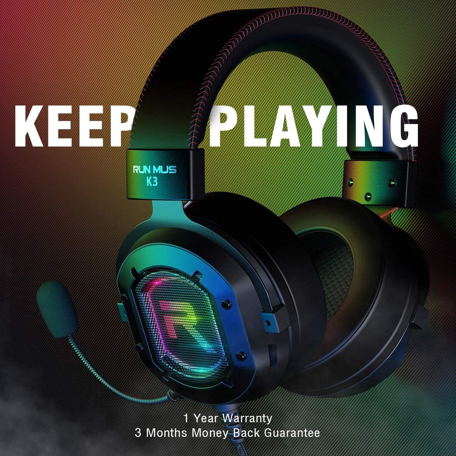 Xbox One 50mm 20000Hz 2.2m Runmus K3 Gaming Headset