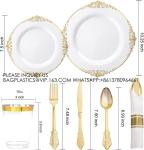 Gold Disposable Plates For 100 Guests, Plastic Plates For Party, Dinnerware Set