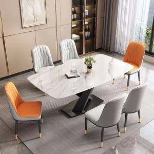 China Customized Sintered Stone Marble Dining Table Set 4 Chairs Dining Table Set 6 Seater on sale