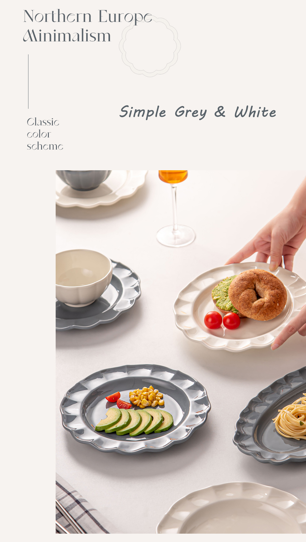Solid Color Dinnerware Set Nordic Style Ceramic Plates And Bowls With Sunflower Shape