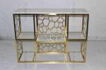 Hollow Out Pattern Carving Design Storage Cabinets Marble Gold Plated Shelving