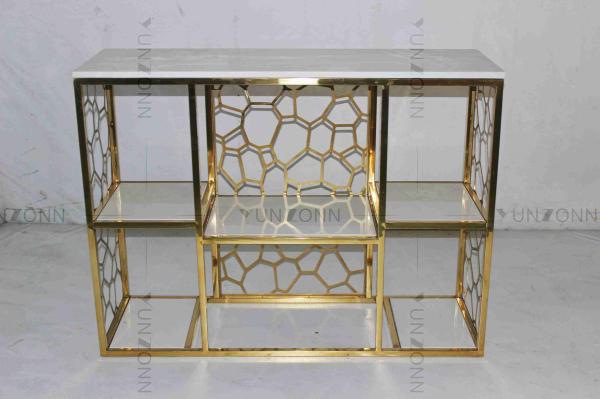 Antirust Stainless Steel Console Table Tubular Stylish Tea Table Decorative For