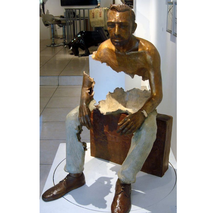 Life Size Casting Finish Traveler Bronze Sculpture For Garden , Bruno Catalano Sculpture
