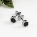 Titanium steel oil unilateral round dumbbell Style stud earrings for women men