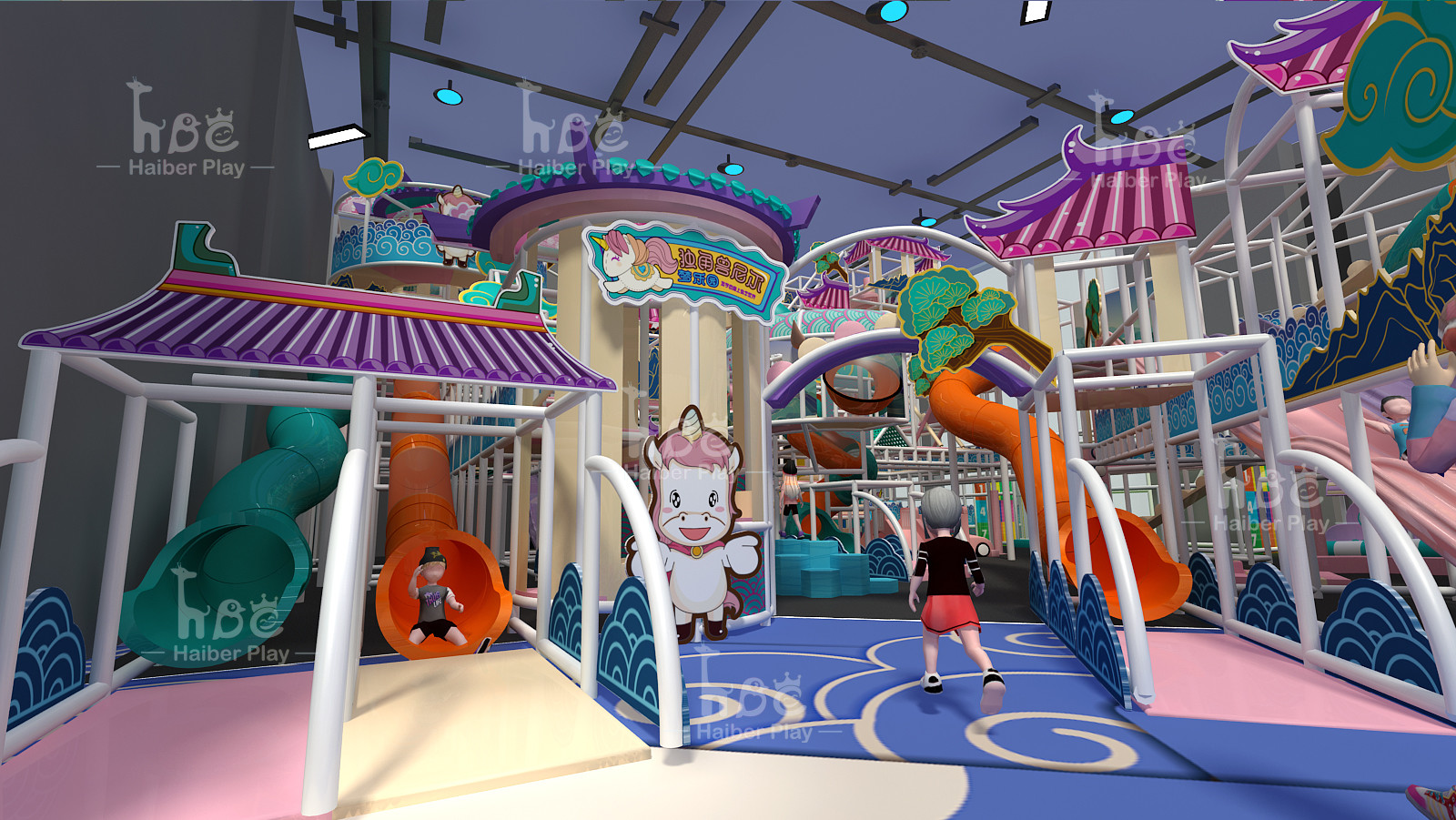 Forest Themed Indoor Climbers & Play Structures Large Playground Equipment