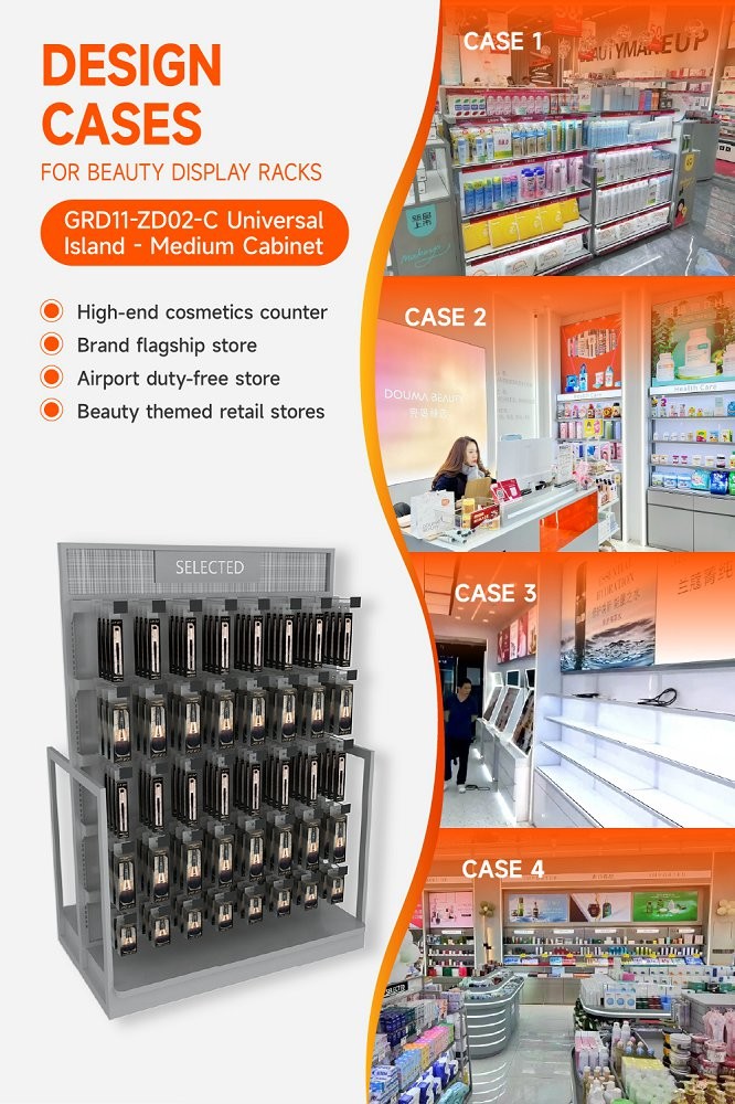 GDR11-ZD02-C Fashion Exhibition Display with Rods and Hooks and Adjustable Shelves for Retail Stores