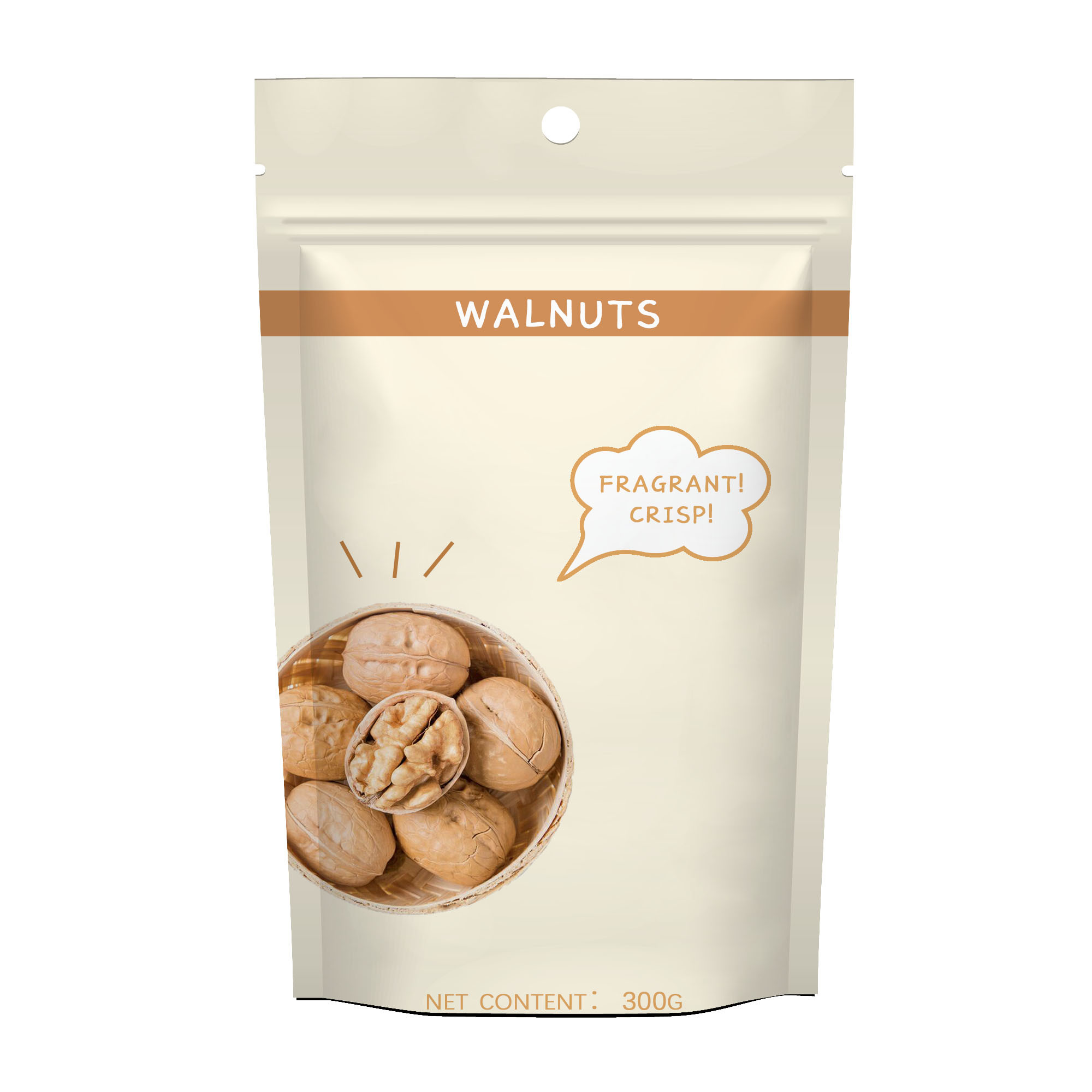 ODM Stand Up Zipper Pouch Cashew Walnut Amygdala Foil Packaging 200g 300g