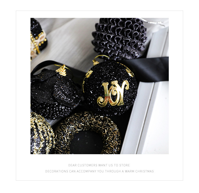 Christmas Foam Ball Classic Black Gold Series Christmas Tree Pendant Decoration