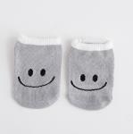 Smile Face Newborn Baby Socks / Bulk Baby Socks Gray Color Anti Bacterial