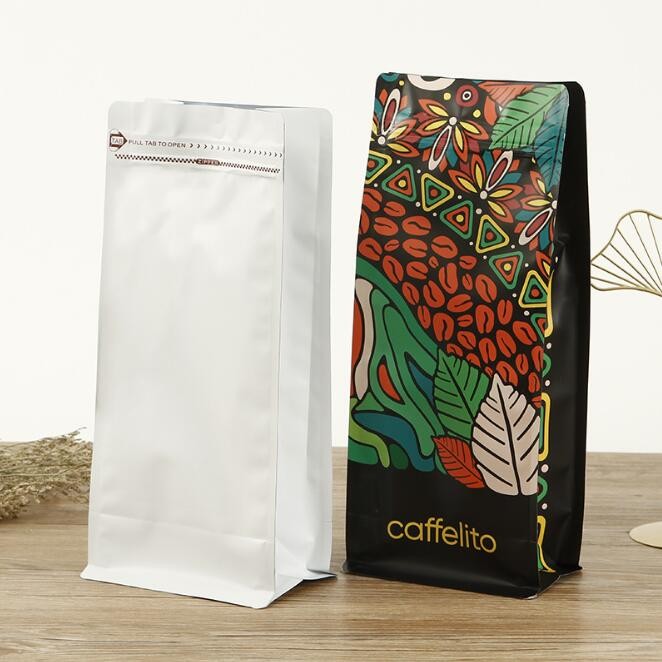 250g 500g 1kg Aluminum Foil Stand Up Coffee Pouches With Valve Color Printing