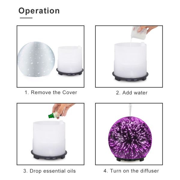 200ml 3d Ultrasonic Galaxy Glass Aroma Diffuser FCC EMC Listed