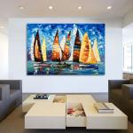 Abstract Sailing Ship Oil Painting by palette knife / Hand Painted Thick Oil