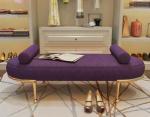Contemporary Velvet upholster Stainless Steel Long Bench Ottoman Foot Stool