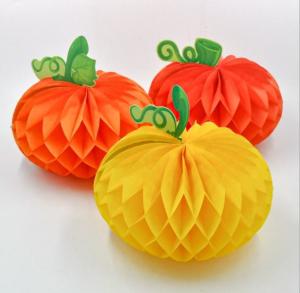 Wholesale Colors Pumpkin Paper Honeycomb Halloween Decorations from china suppliers