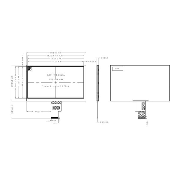 7 Inch TN Module LCD TFT Touch Display Panel 1024x600 Resolution