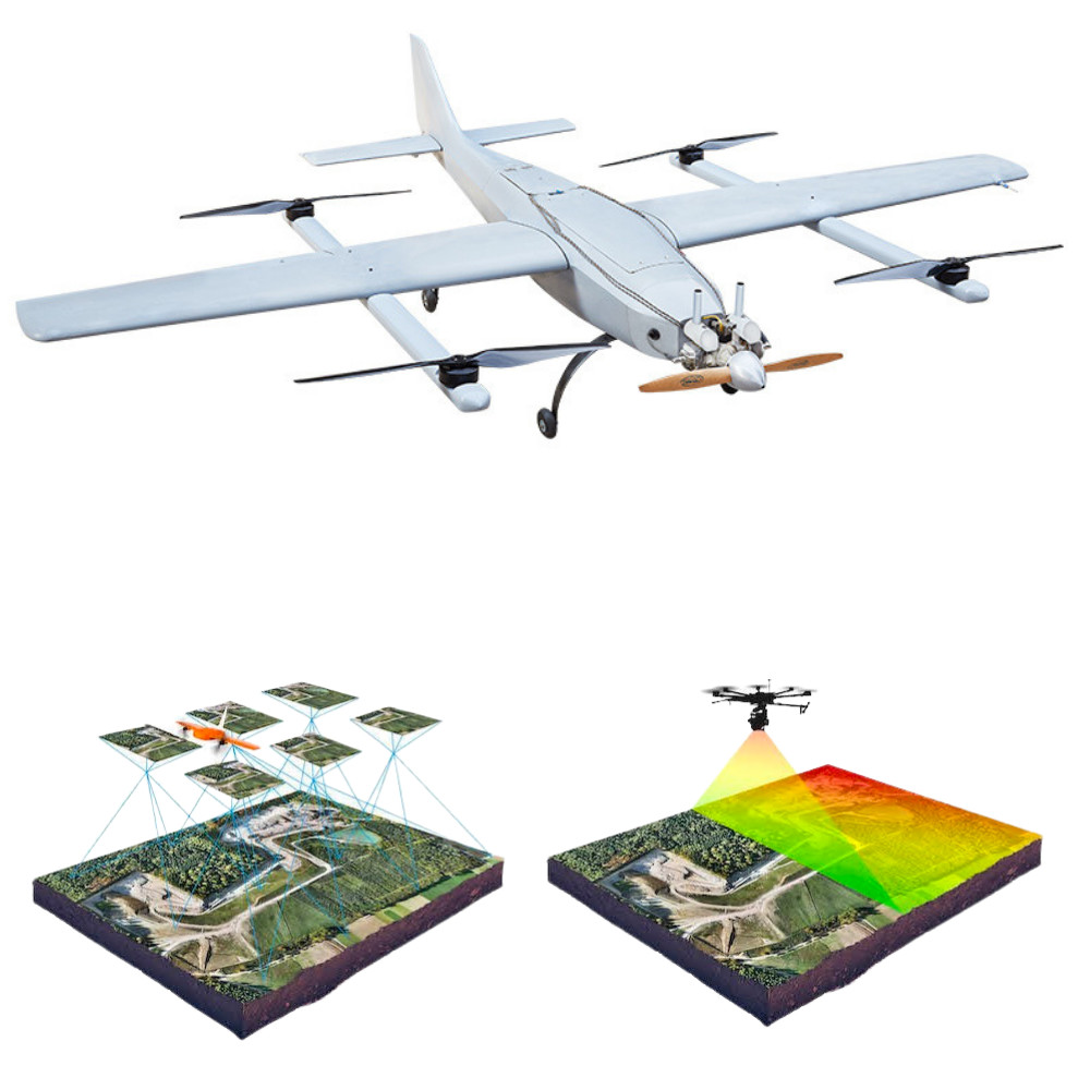 300min Load 4KG Pod 4.6m Wing Length UAV Mapping Inspection Drone VTOL HX4HFW325