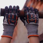 13 Gauge Heavy Duty Gardening Gloves Sandy Nitrile Coated TPR 4X43CP Impact