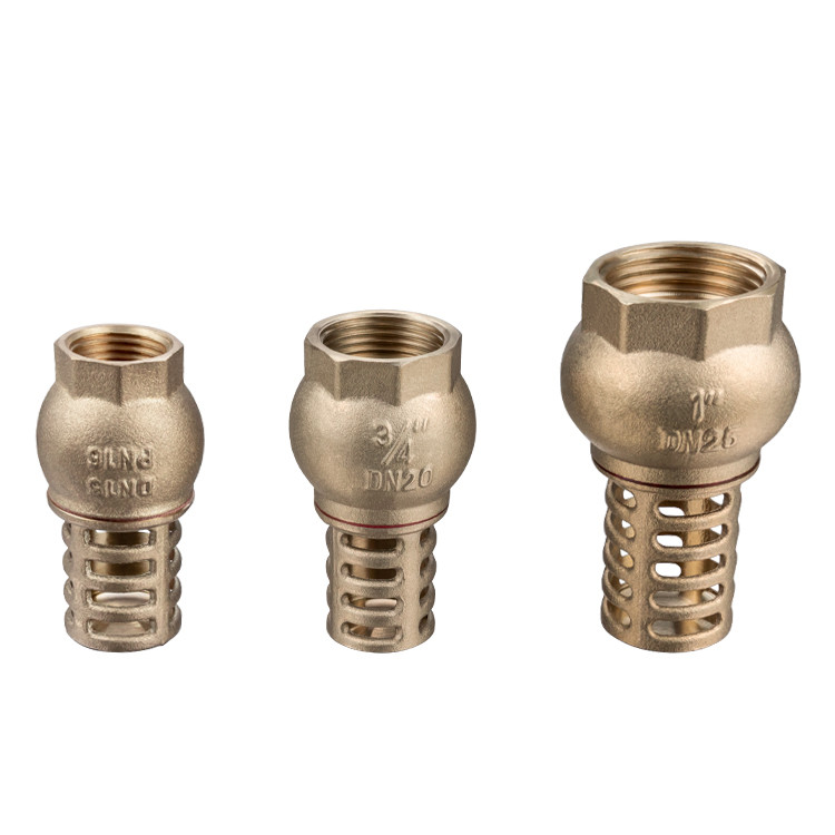 1/2" 3/4" 1" Female BSP Thread Brass Water Pump Foot Valve With Strainer