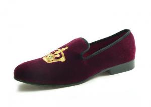 Wholesale Motif Mens Summer Loafers , Slip On Crown Embroidery Mens Velvet Slippers from china suppliers